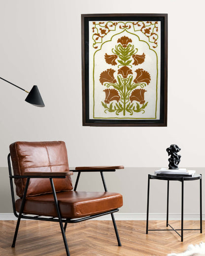 Wall hanging framed  kundi craft artwork with a floral design
