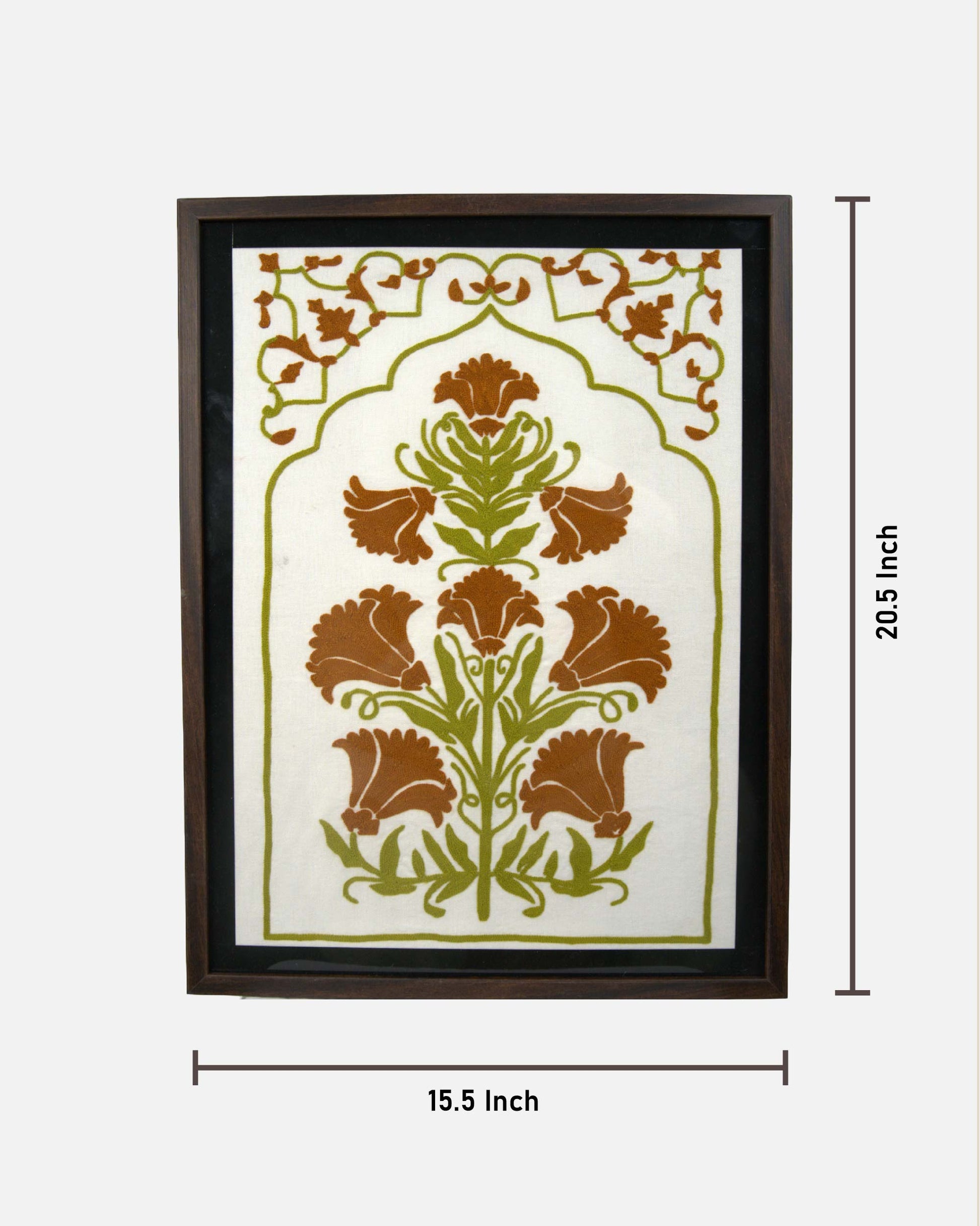 Wall hanging framed  kundi craft artwork with a floral design