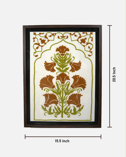 Wall hanging framed  kundi craft artwork with a floral design