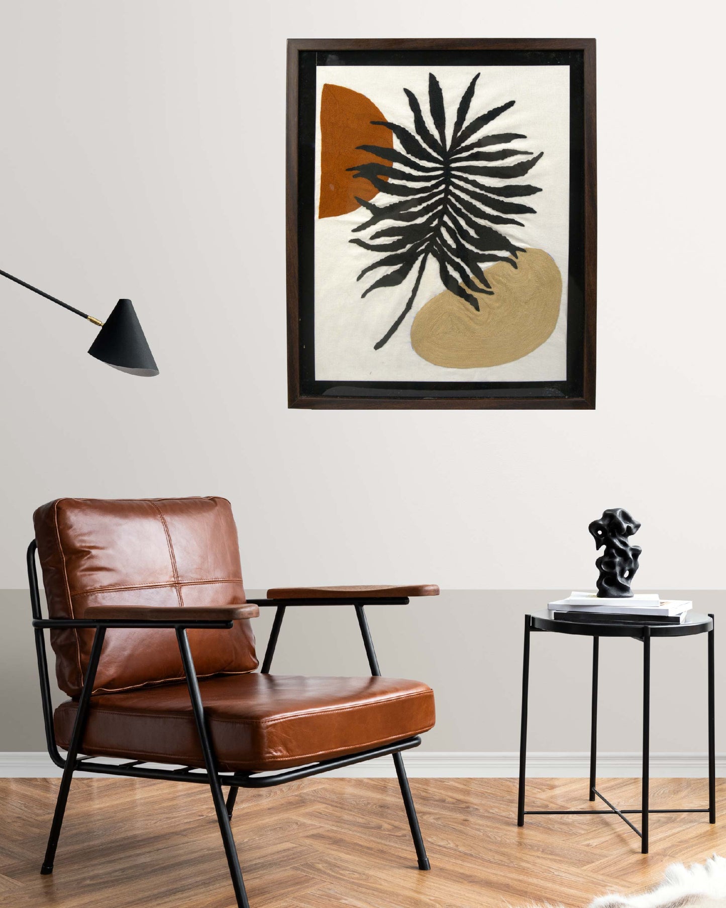Wall hanging framed  kundi craft artwork with a floral design