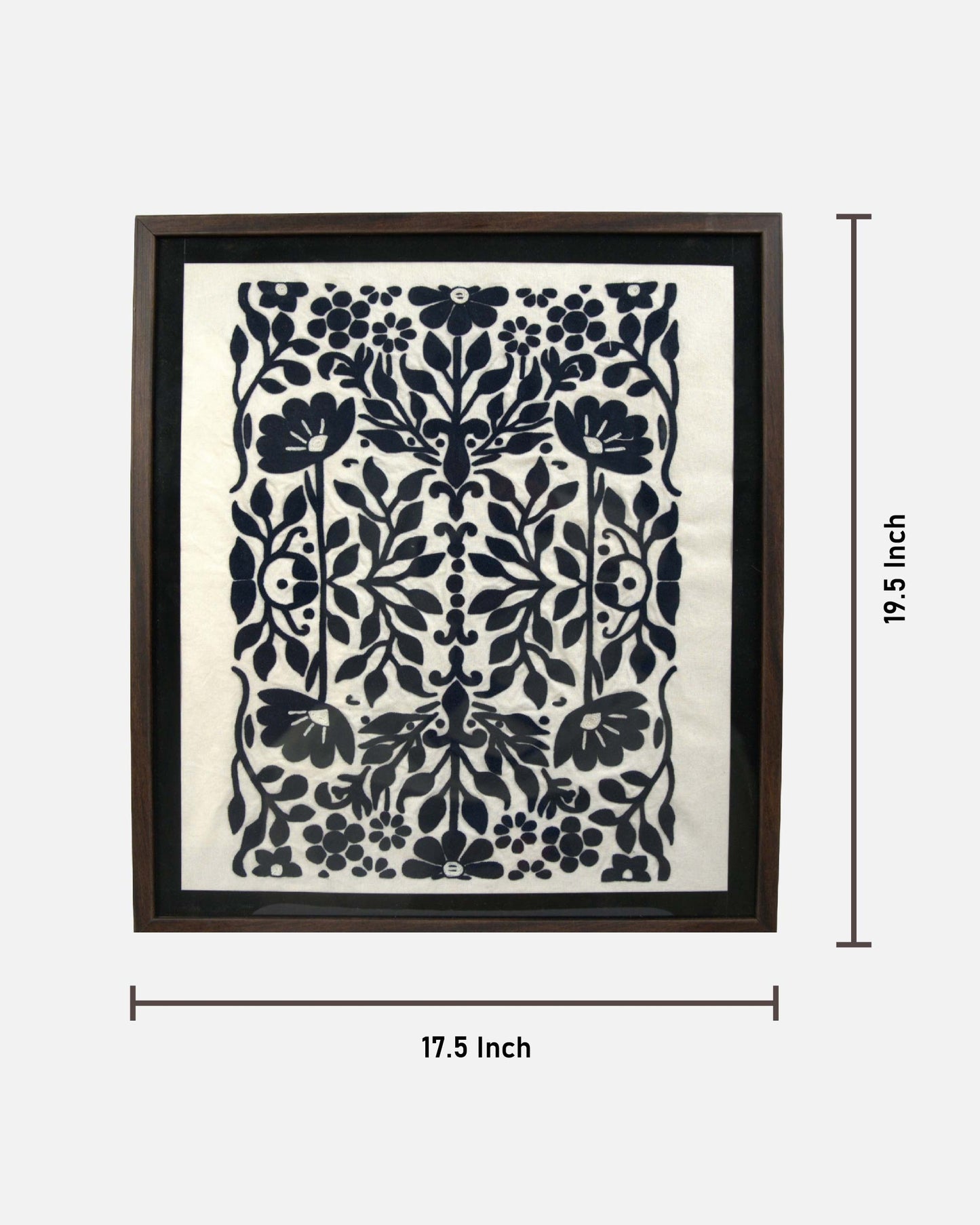 Wall hanging framed  kundi craft artwork with a floral design