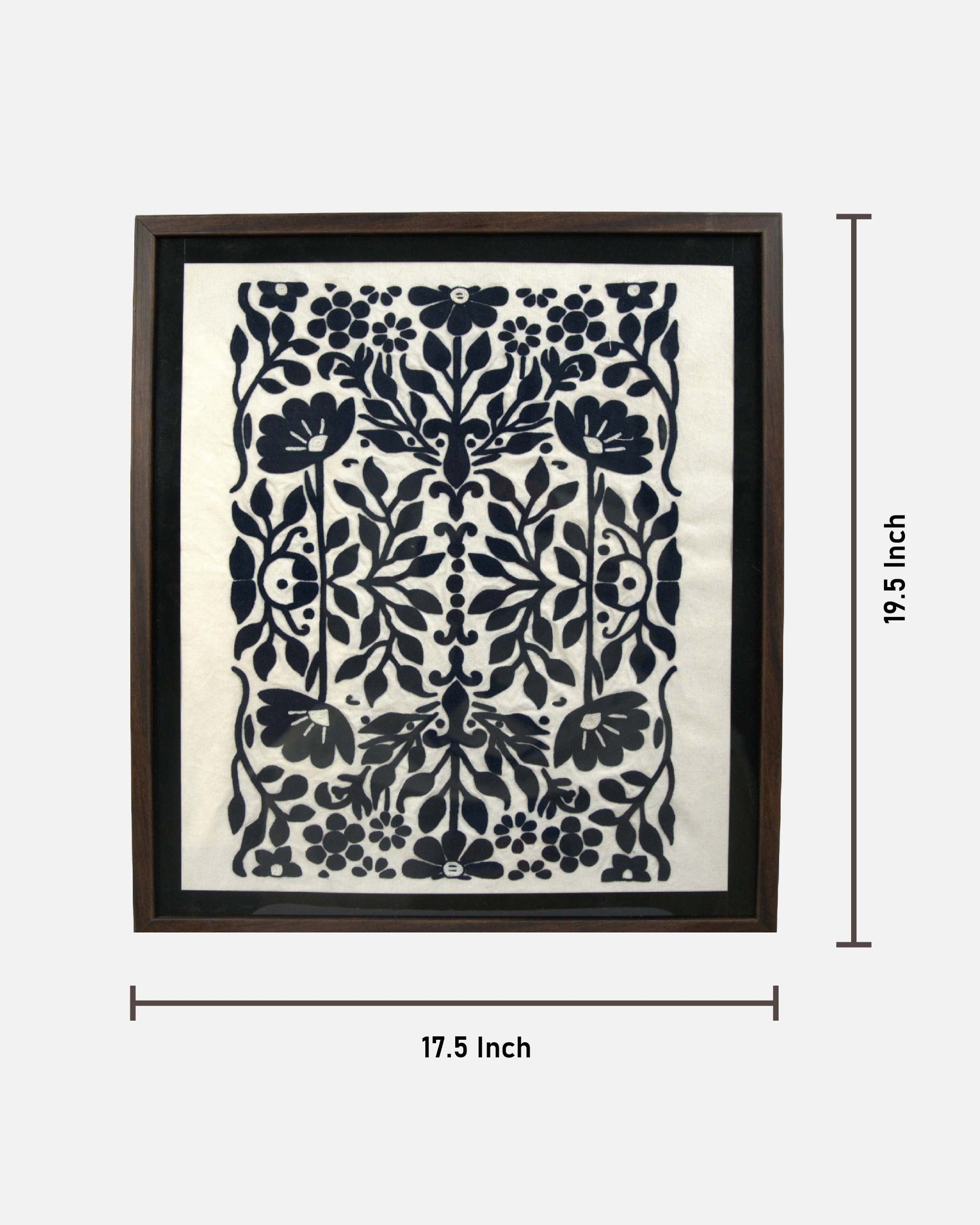 Wall hanging framed  kundi craft artwork with a floral design