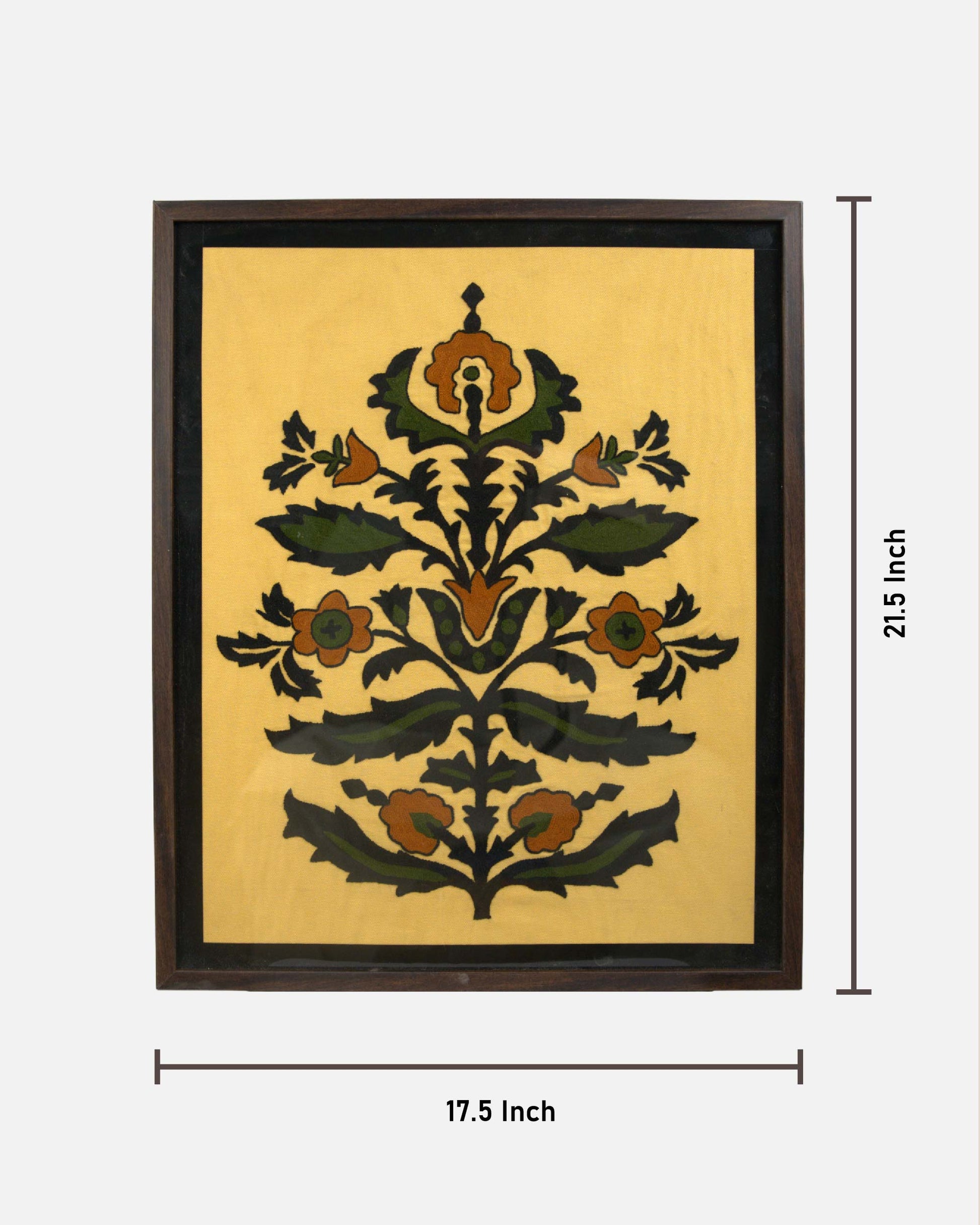 Wall hanging framed  kundi craft artwork with a floral design