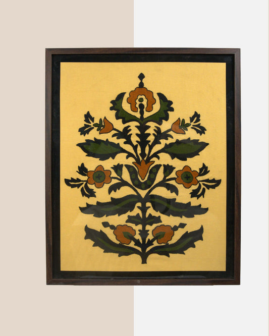 Wall hanging framed  kundi craft artwork with a floral design