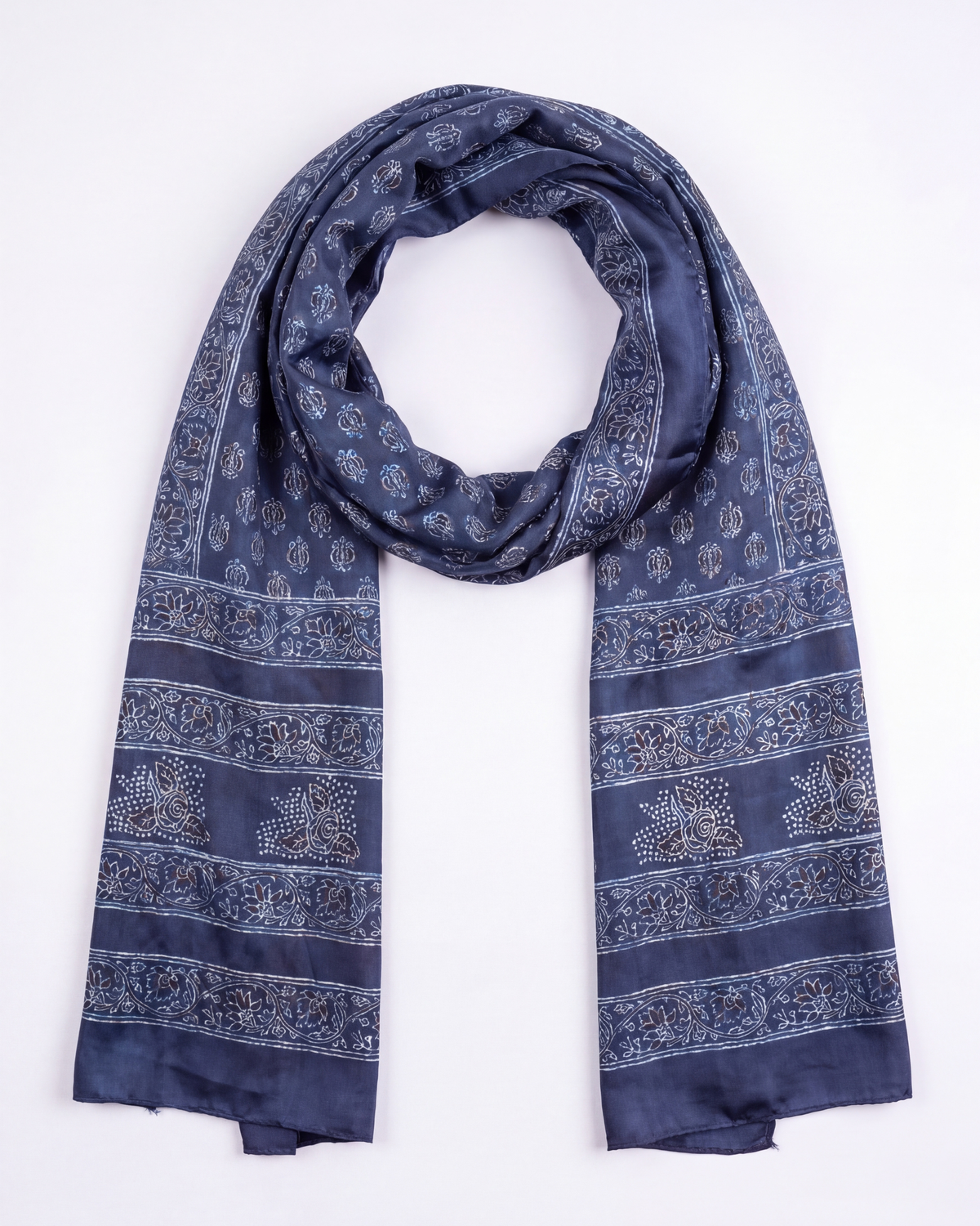 Silk Stole Hand Block Printed