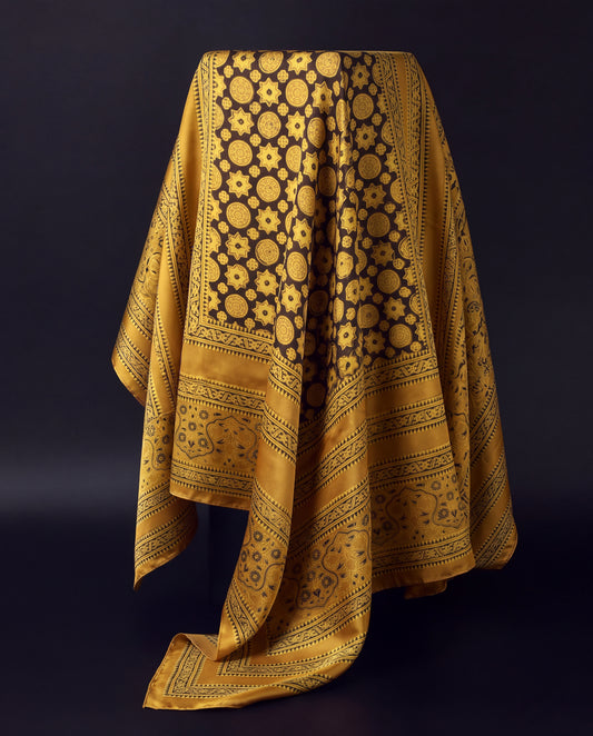 Silk Stole Hand Block Printed