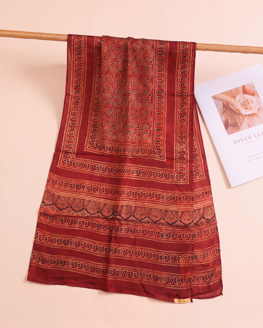 Silk Stole Hand Block Printed